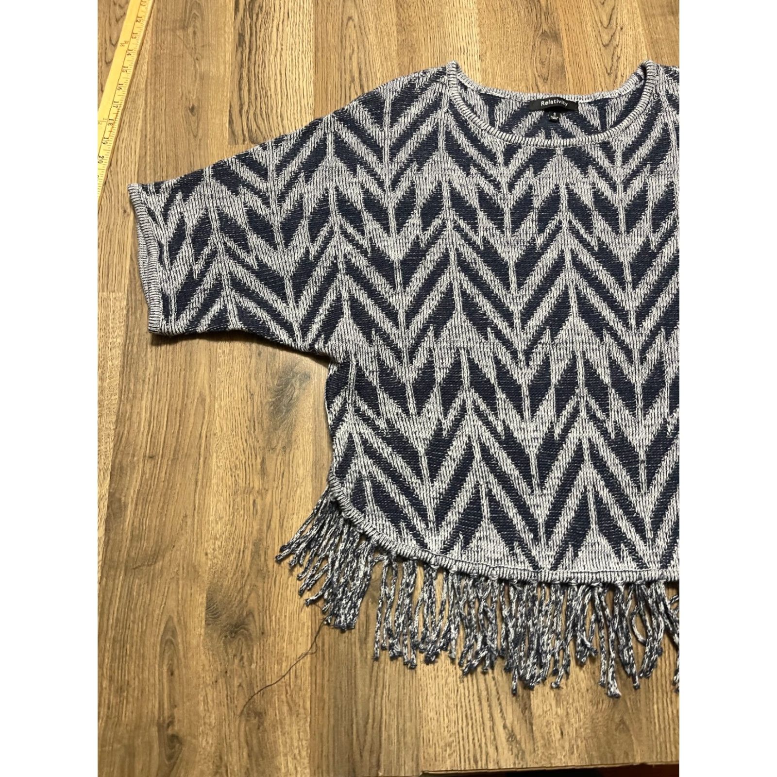 Vintage Relativity Shirt Womens Size Small Blue White Short Sleeve Tassel Shirt Size S / US 4 / IT 40 - 3 Thumbnail
