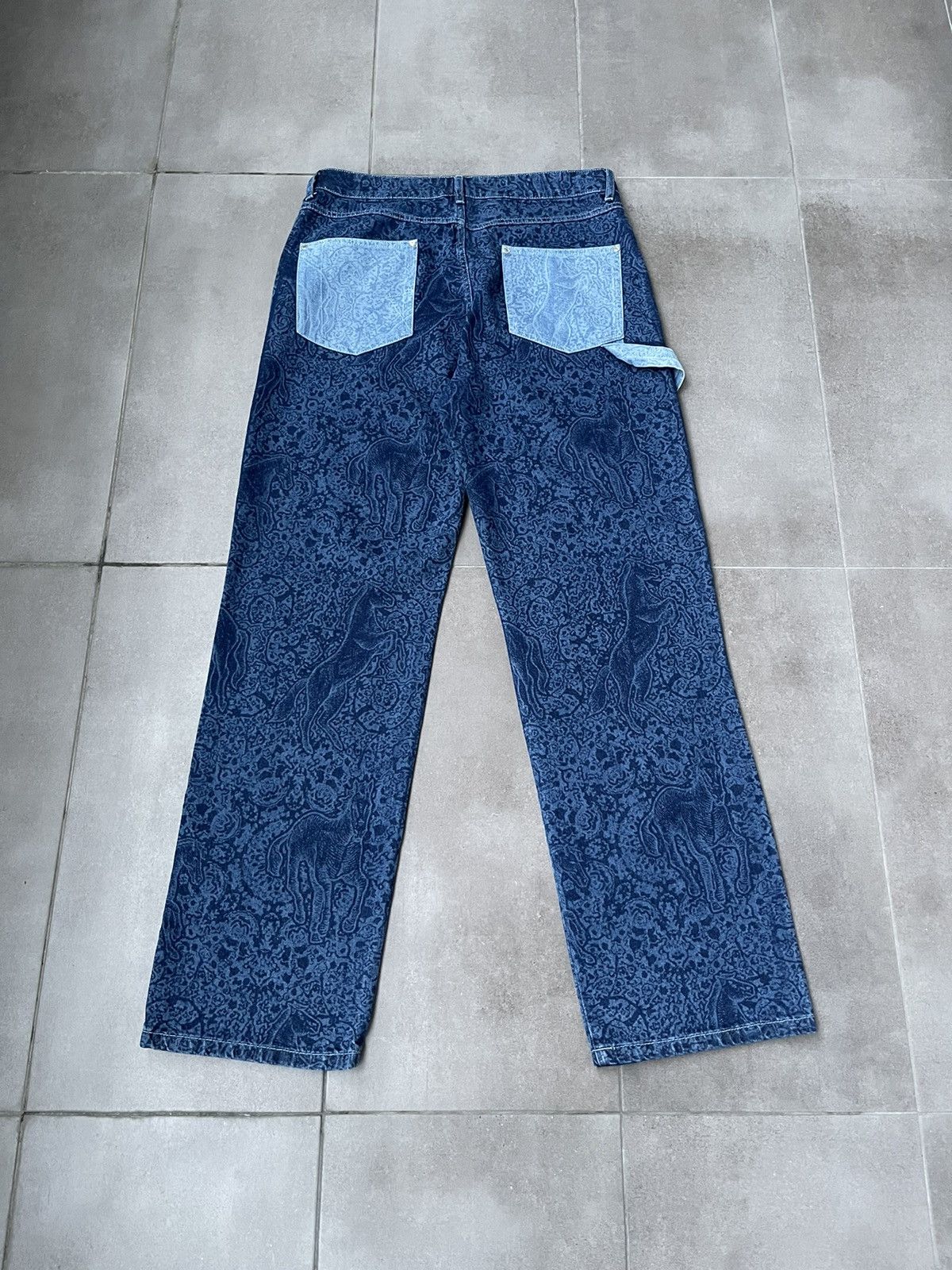 Les Benjamins !DS! SS23 Les Benjamins Horse Paisley Navy Denim Pants Size US 34 / EU 50 - 13 Thumbnail