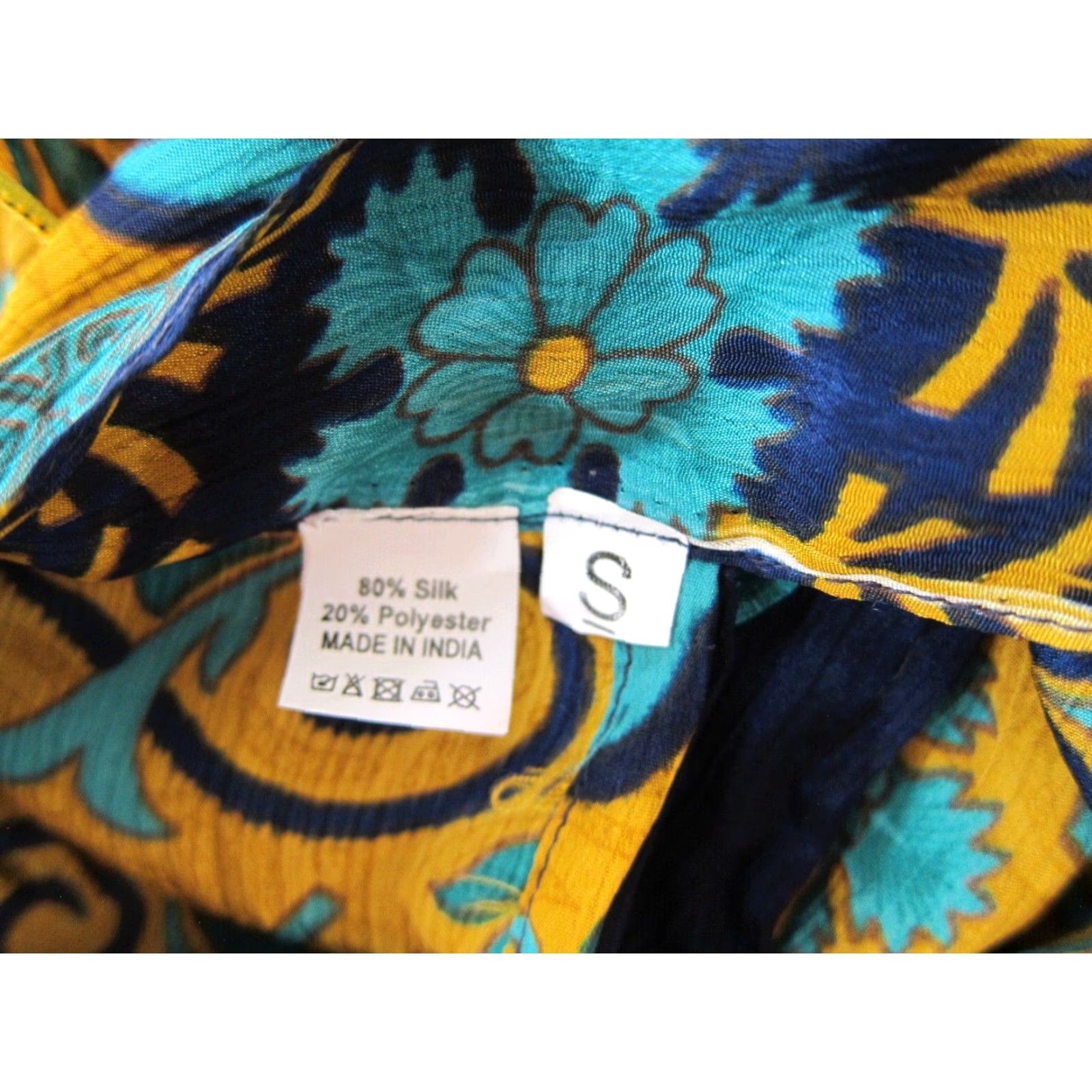 Vintage VINTAGE India Silk Green Yellow Blue Floral Paisley Reversible Wrap Skirt Small Size 28" / US 6 / IT 42 - 3 Thumbnail