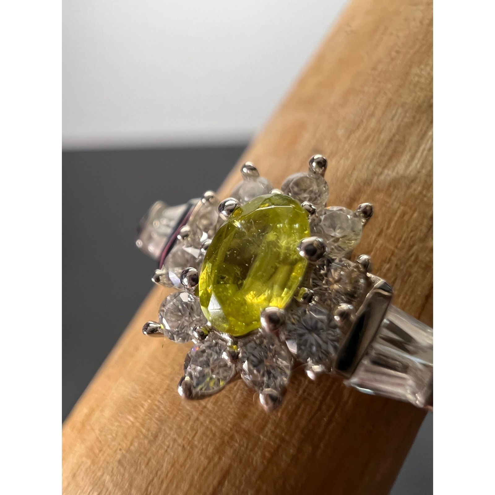 Other NEW Sphene halo ring in rhodium over sterling silver size 5 Size ONE SIZE - 4 Thumbnail