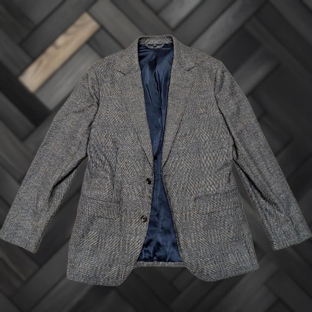 Bonobos Bonobos blazer plaid slim 40R gray wool Mens Blazer Notch Two-Button Wool Blend Single-Breasted 40R Slim Fit Plaid gray blazer for Men Size 40R - 1 Thumbnail