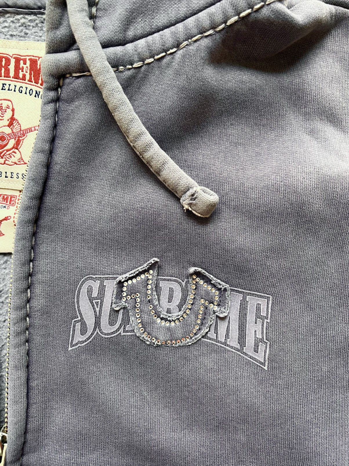 Supreme × True Religion Supreme x True Religion Zip-Up Hoodie blue Indigo rhinestone Size US M / EU 48-50 / 2 - 6 Thumbnail