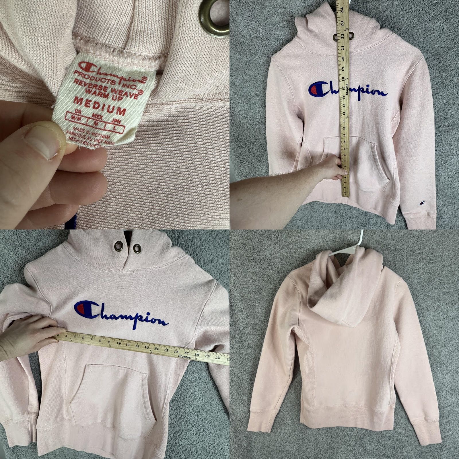 Champion Champion Hoodie Mens Medium Pink Reverse Weave Fleece Pullover Logo Sweatshirt Size US M / EU 48-50 / 2 - 8 Thumbnail