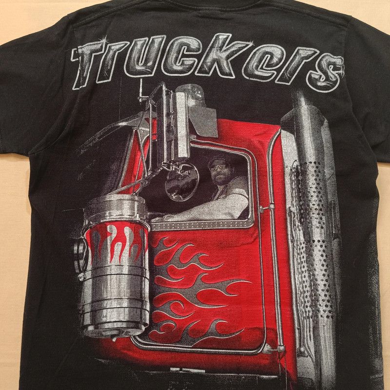Fruit Of The Loom Truckers Black Tshirt Big Graphic Print Wolf Truck Mens M Size US M / EU 48-50 / 2 - 12 Thumbnail