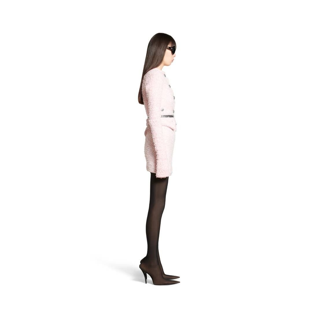 Balenciaga o1srvl11e1025 Cropped Cardigan in Pink Size L / US 10 / IT 46 - 3 Thumbnail