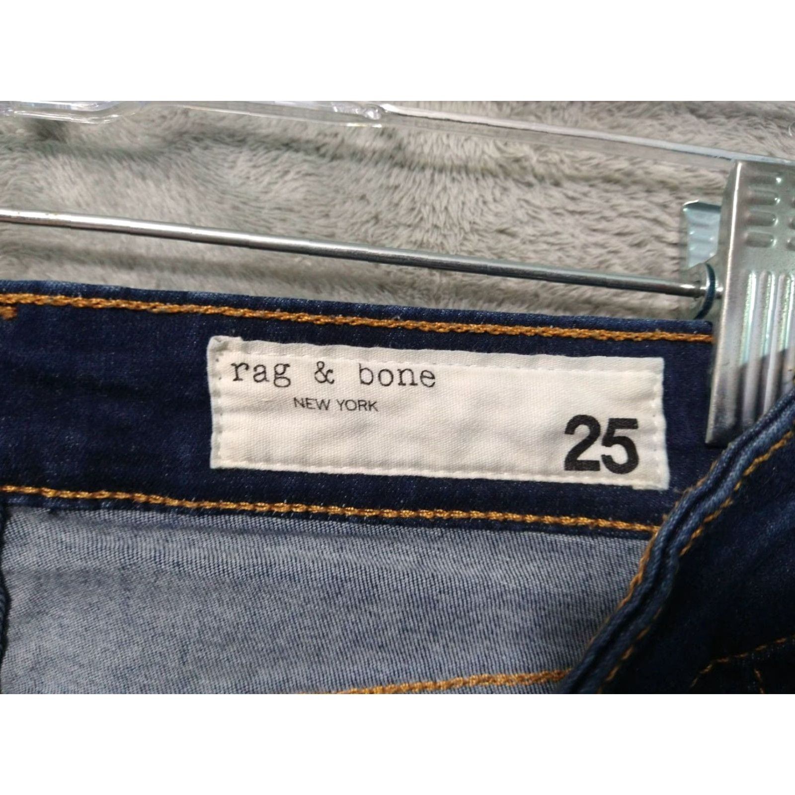 Rag & Bone Rag and Bone Jeans Womens 25 Blue Denim Mid Rise Ankle Skinny Stretch Dark Pocket 5-Pocket Womens Jeans 26.5 Inseam Size 42" / US 20 - 7 Thumbnail