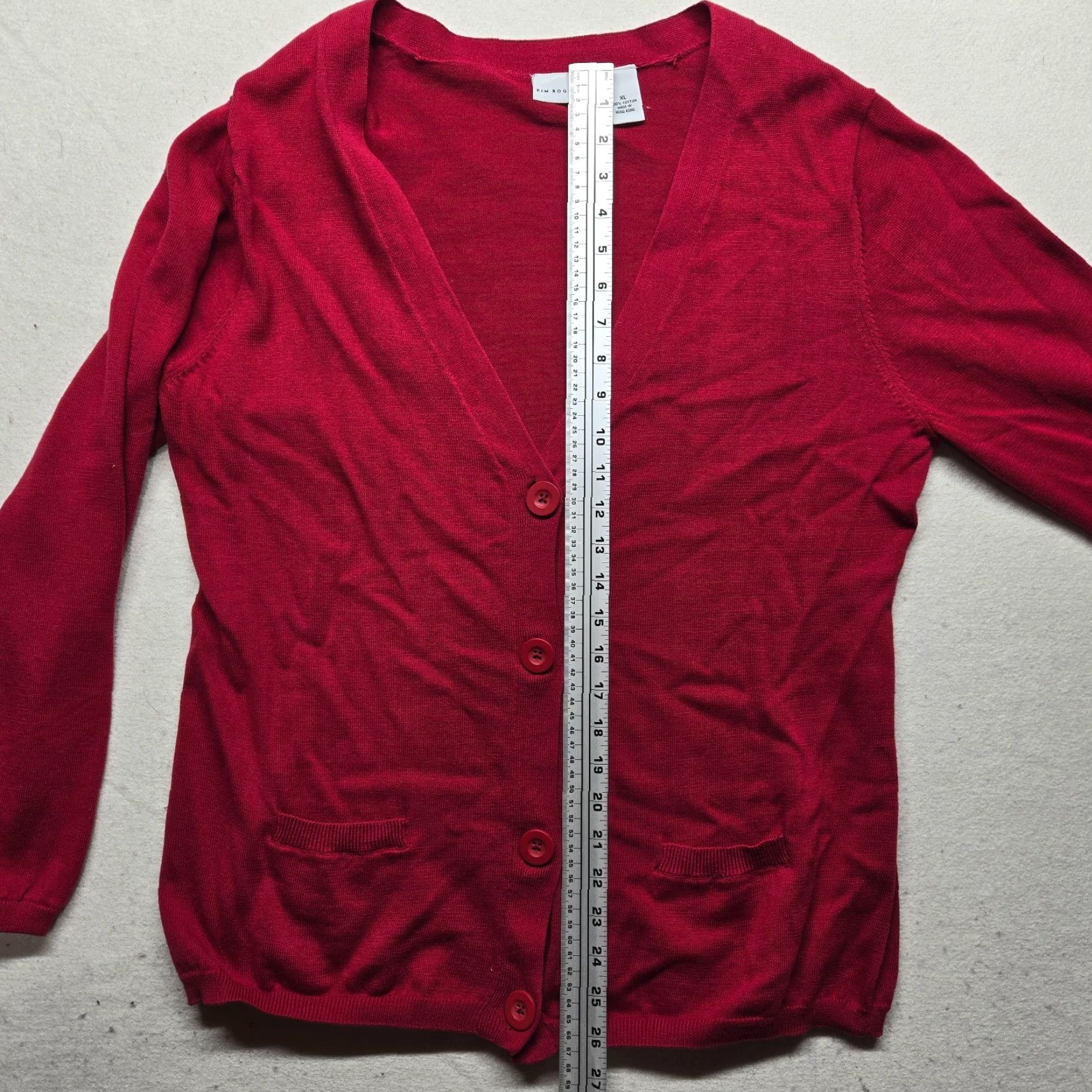 Vintage Kim Rogers Cardigan Sweater Red Solid XL Women's Knit Long Sleeve Button Front Fall Winter Vintage No Size XL / US 12-14 / IT 48-50 - 6 Thumbnail