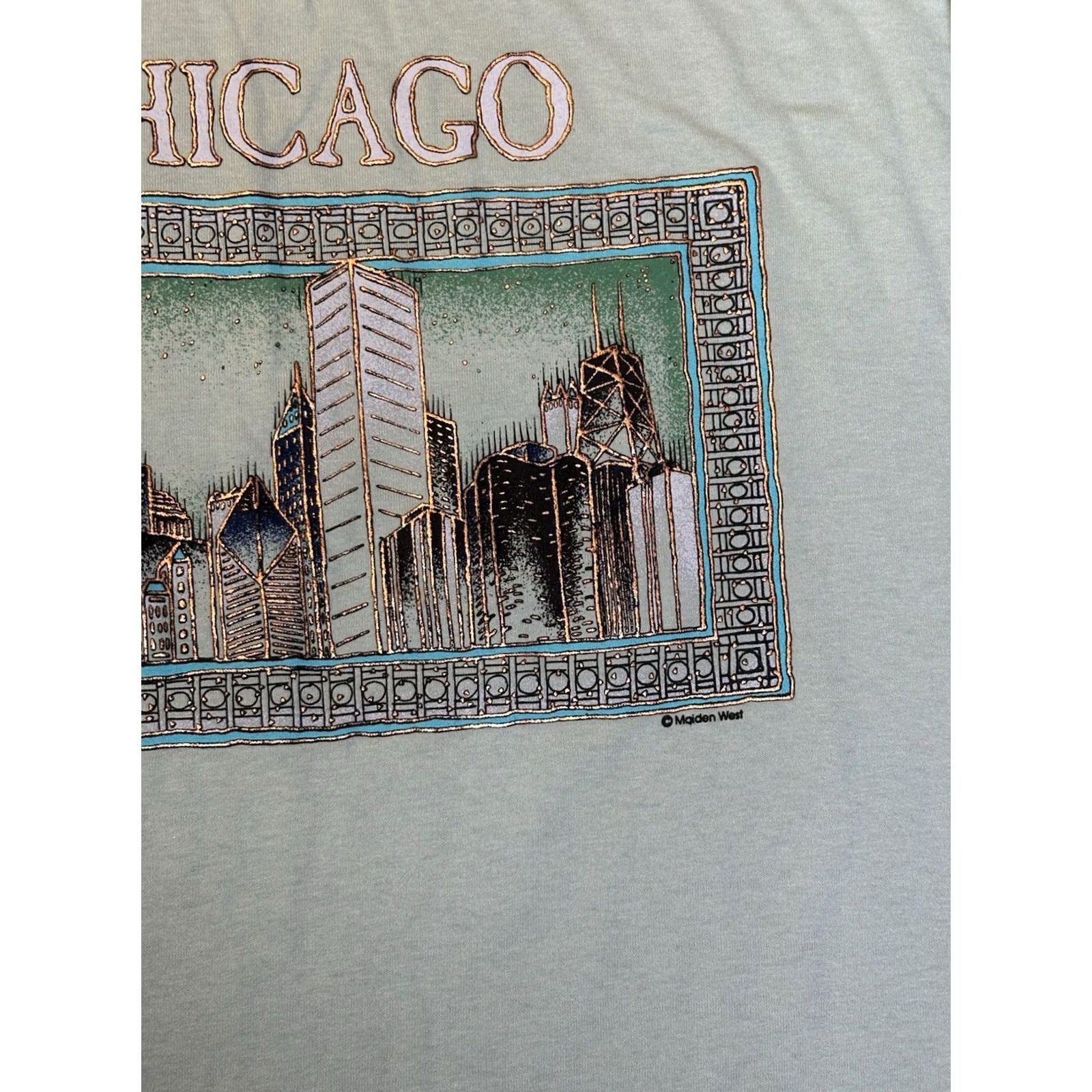 Anvil VTG Maiden West Chicago Skyline Graphic T-Shirt USA Made 100% Cotton Sz XL Unisex Adults Crew Neck Short Sleeve Graphic Print NWT/New with Tags Size US XL / EU 56 / 4 - 3 Thumbnail