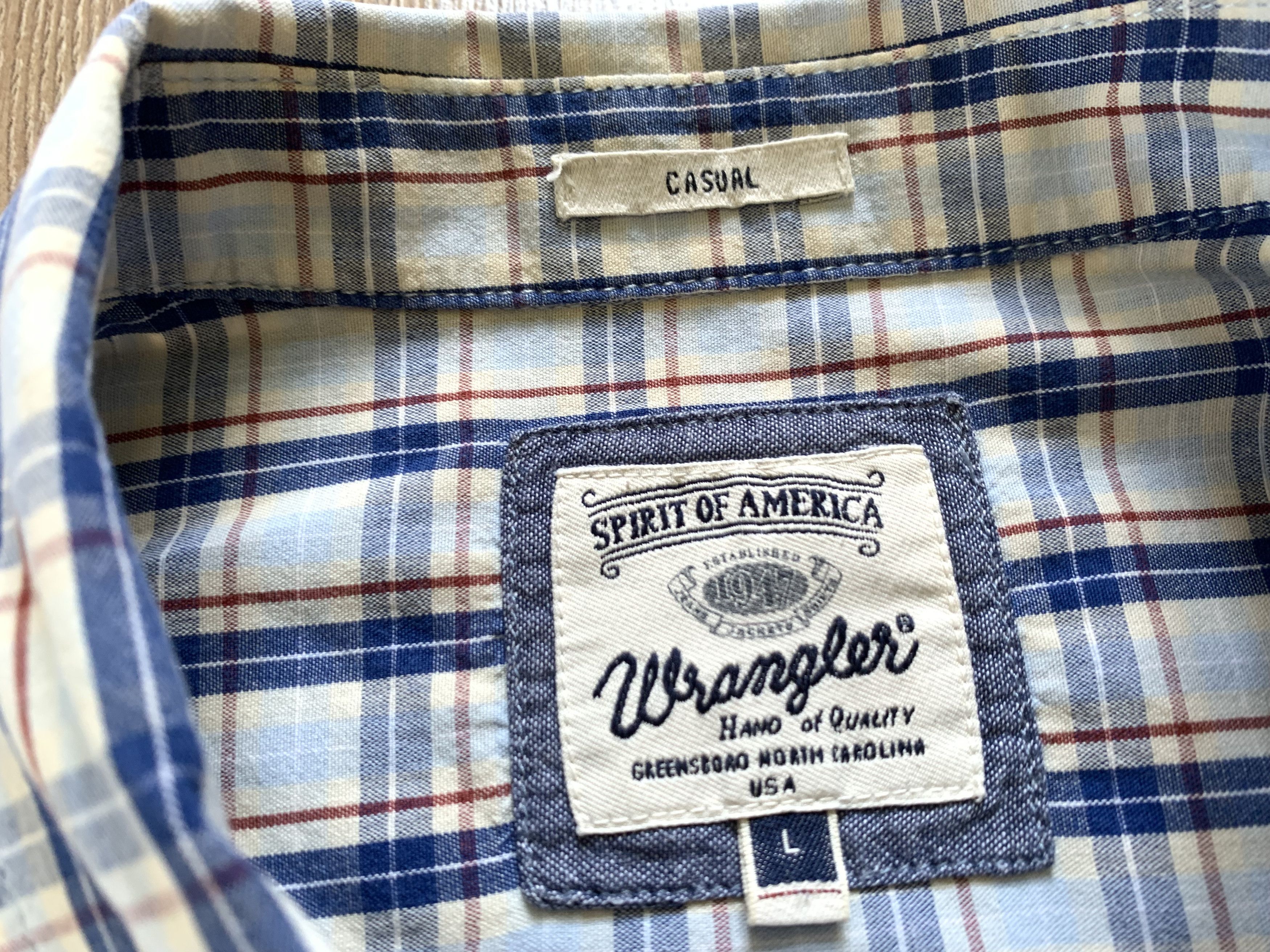 Vintage × Wrangler Wrangler Plaid Casual Cotton Short Sleeve Shirt Size US L / EU 52-54 / 3 - 6 Thumbnail