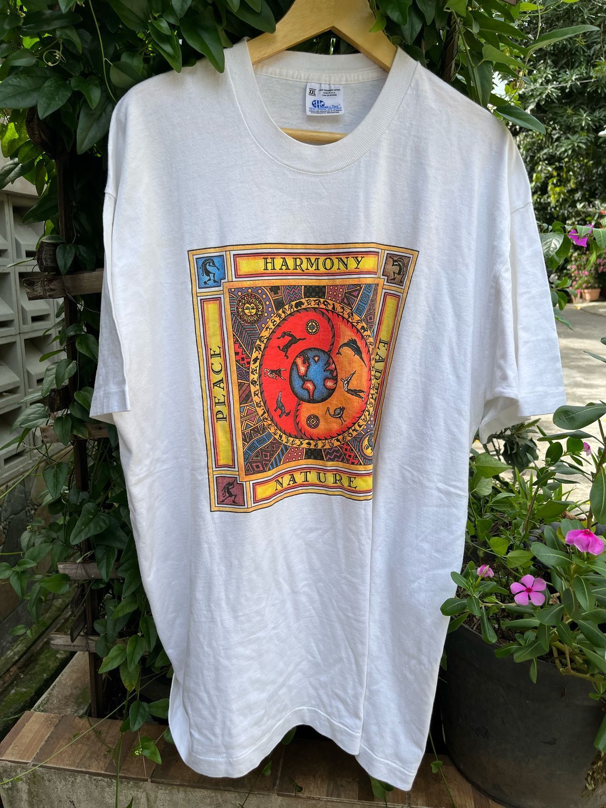 Vintage vtg humanitees '94 harmony, peace, nature & earth tshirt Size US XL / EU 56 / 4 - 1 Thumbnail