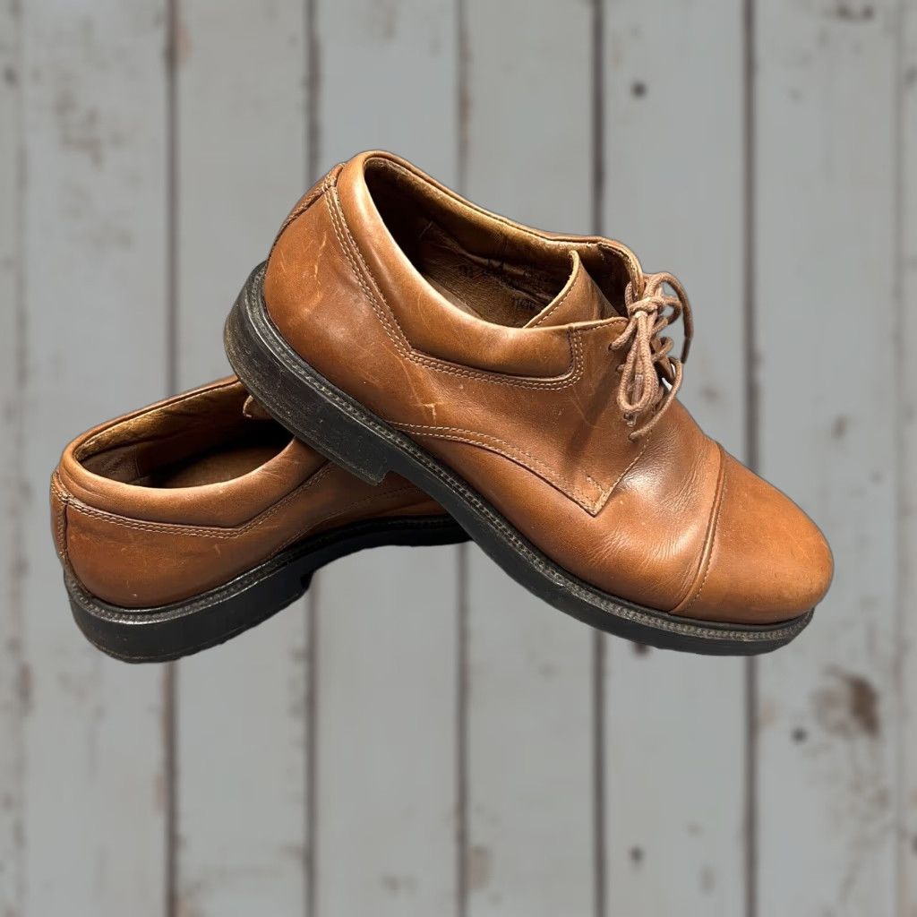 Johnston Murphy Johnston & Murphy Dress Shoes Oxford Cap Toe Leather Brown Men 9.5 Italy