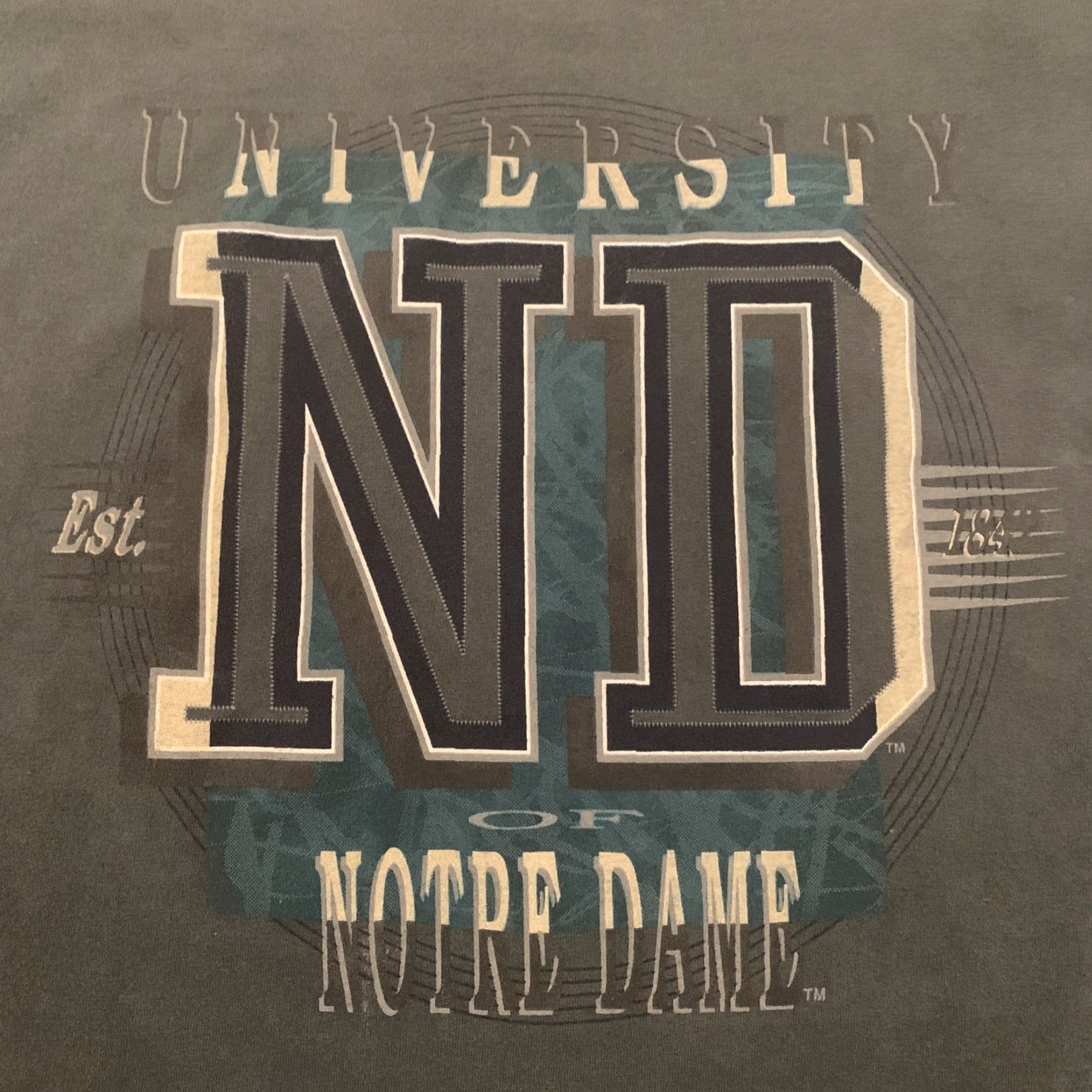 Delta VINTAGE Delta 90s Notre Dame Fighting Irish Shirt Adult Large Green NCAA Graphic Mens Size US L / EU 52-54 / 3 - 2 Thumbnail