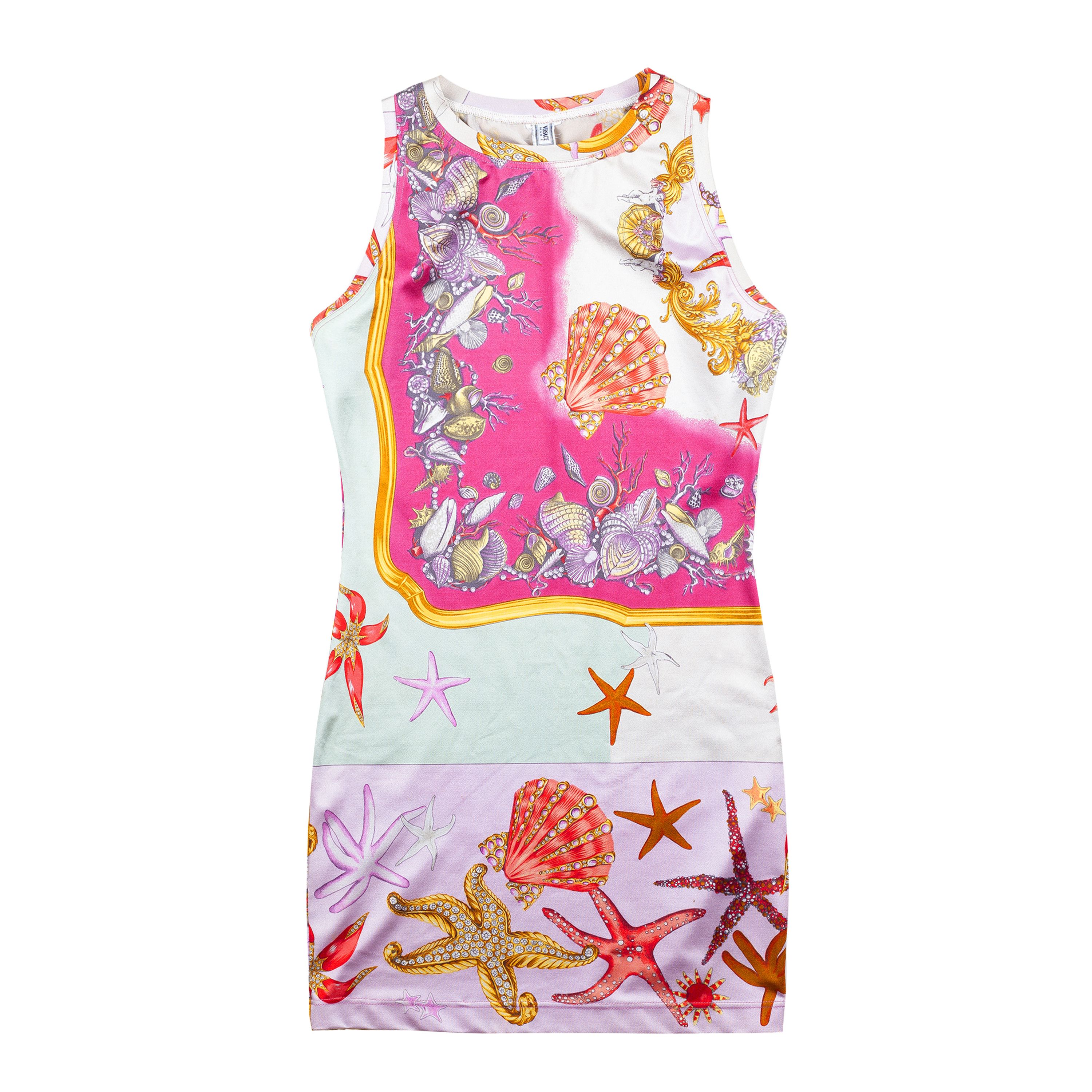 RARE Versace Mare 1992 Themed Elastic Mini Dress (S)