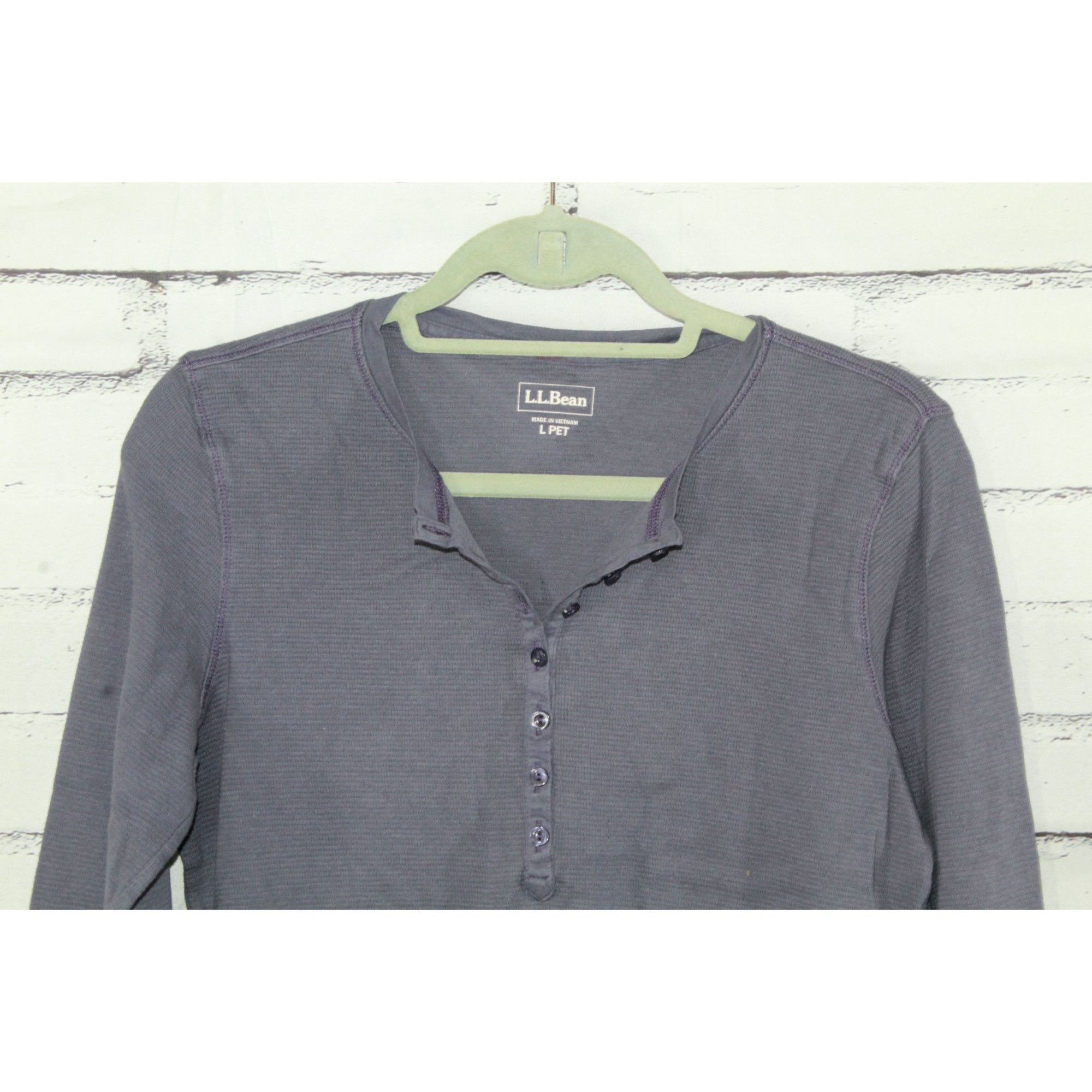 L.L. Bean LL Bean Women's Waffle Knit Henley Shirt Preppy Casual Navy Size L / US 10 / IT 46 - 6 Thumbnail