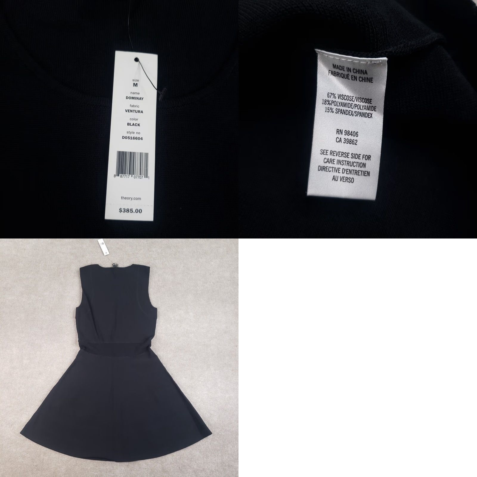 Theory Theory Dress Women M Black Fit & Flare Sleeveless VENTURA Stretch Size M / US 6-8 / IT 42-44 - 8 Thumbnail