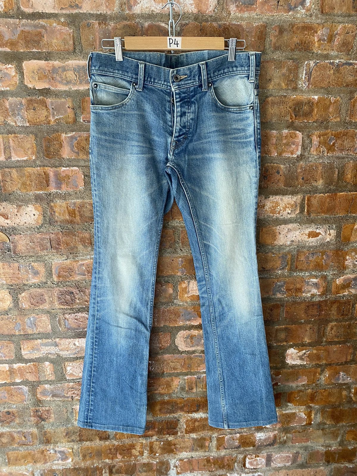 5351 POUR LES HOMMES 2000s 5351 pour less homme Flare Whisker Faded denim Size US 33 - 2 Thumbnail