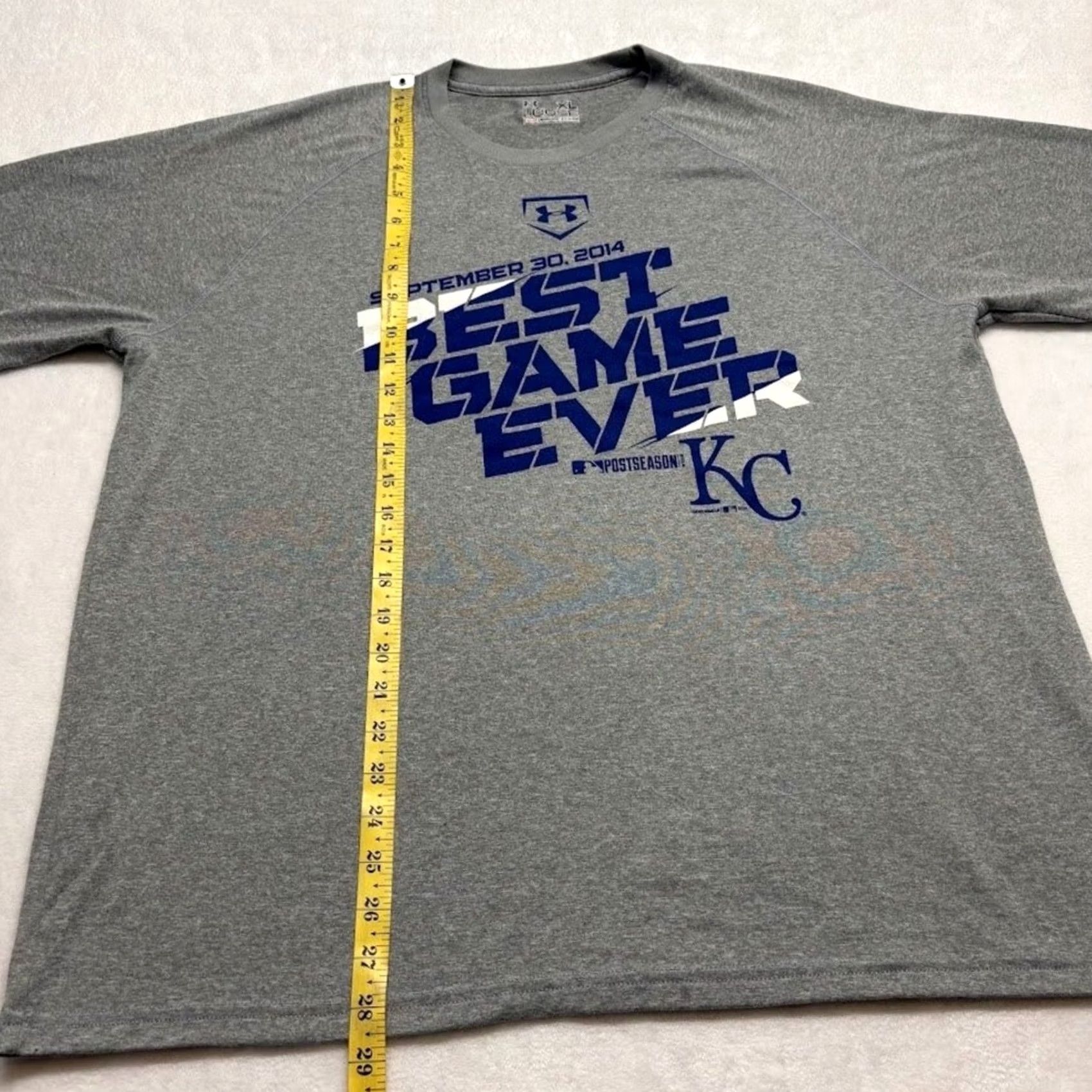 Under Armour VINTAGE KC Royals 2014 Postseason Under Armour T Shirt XL Gray Mens Size US XL / EU 56 / 4 - 7 Thumbnail