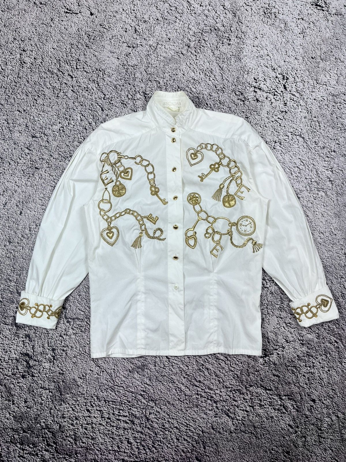 Escada Vintage Escada by Margaretha Ley Gold Embroidered Blouse Size XS / US 0-2 / IT 36-38 - 1 Thumbnail