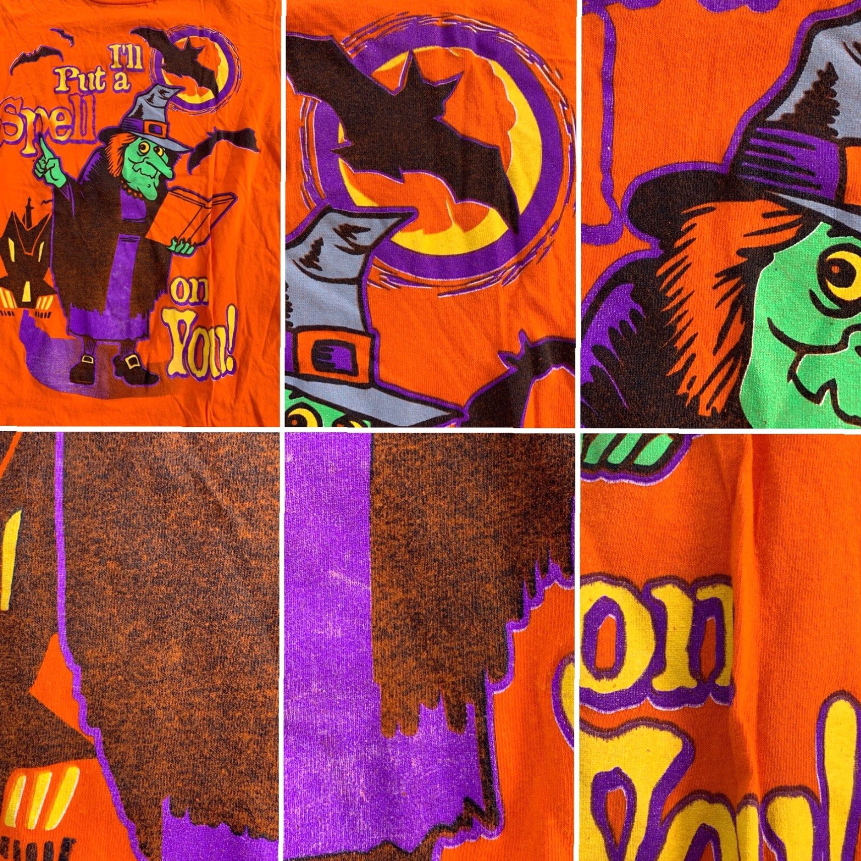 Spell VINTAGE Happy Halloween T-Shirt M 90s Orange Graphic Print Short Sleeve Crew Neck Men Redacted? Size US M / EU 48-50 / 2 - 7 Thumbnail