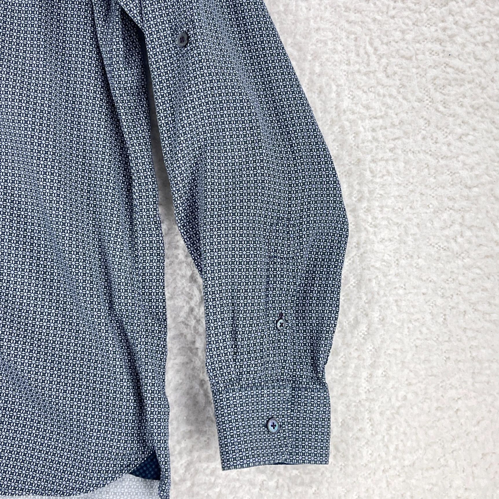 Ted Baker Ted Baker London Geometric Print Button-Down Dress Shirt Mens Long Sleeve XL Blue Geometric Print Dress Shirt Mens XL Blue Ted Baker London Size 46R - 7 Thumbnail