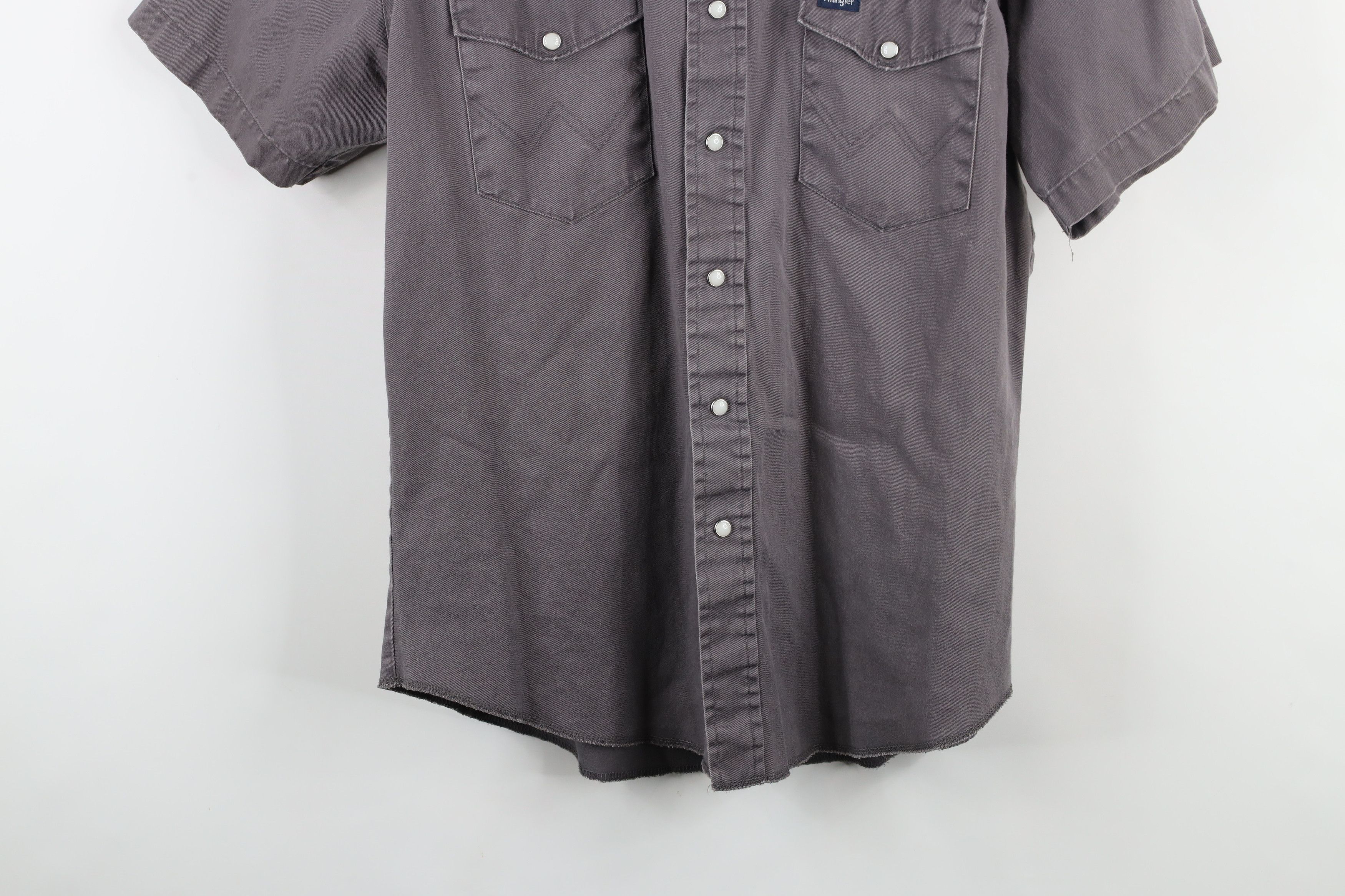 Vintage × Wrangler Vintage 90s Wrangler Western Cowboy Snap Button Shirt Gray Size US L / EU 52-54 / 3 - 3 Thumbnail