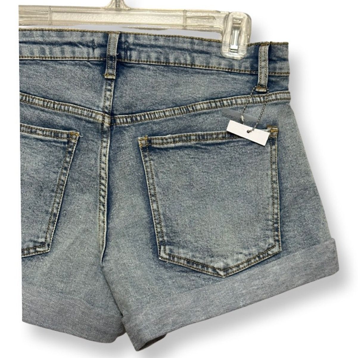 Other WeWoreWhat Jean Shorts Whiskered Cuffed Hem Mid-Rise Blue 24 Size 24" / US 00 / IT 34 - 6 Thumbnail