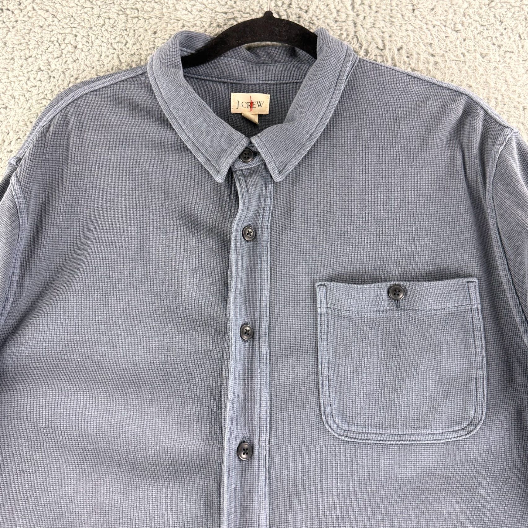 J.Crew J.CREW Button-Up Shirt Mens XL Gray Cotton Waffle Long Sleeve Casual Size US XL / EU 56 / 4 - 2 Thumbnail