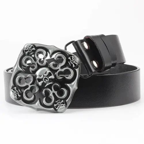 Leather × Vintage Pattern Petal Skull Belt Size ONE SIZE - 3 Thumbnail