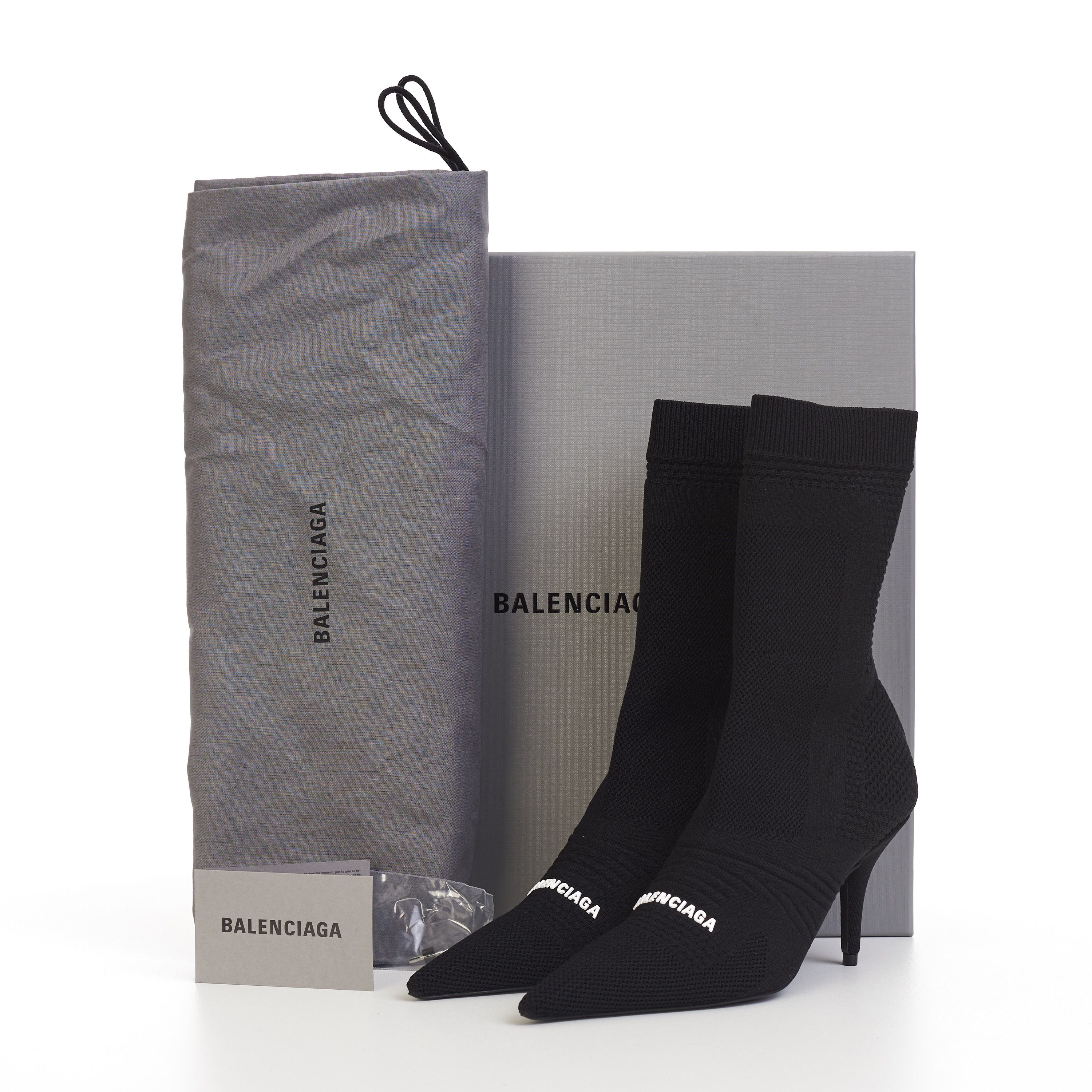 Balenciaga Knife Bootie In Black Textured Knit with Balenciaga logo Size US 5 / IT 35 - 12 Thumbnail