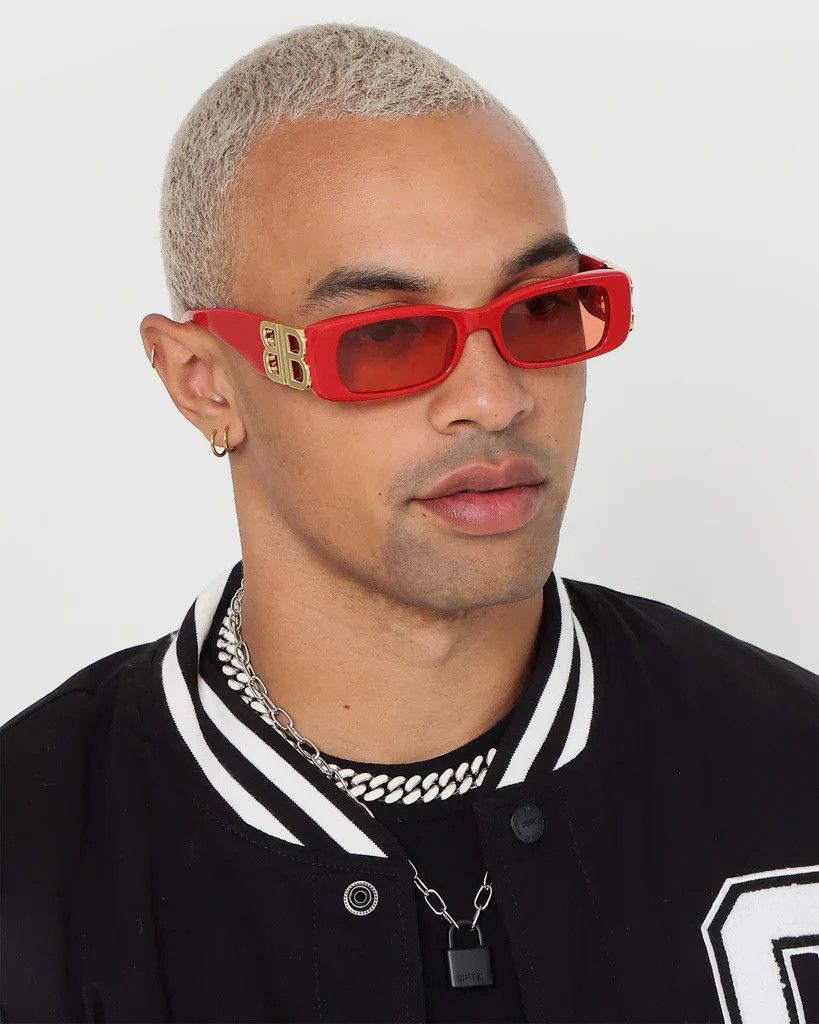 Balenciaga NEW Balenciaga BB0096S 003 Red Rectangle Unisex Sunglasses Size ONE SIZE - 13 Thumbnail