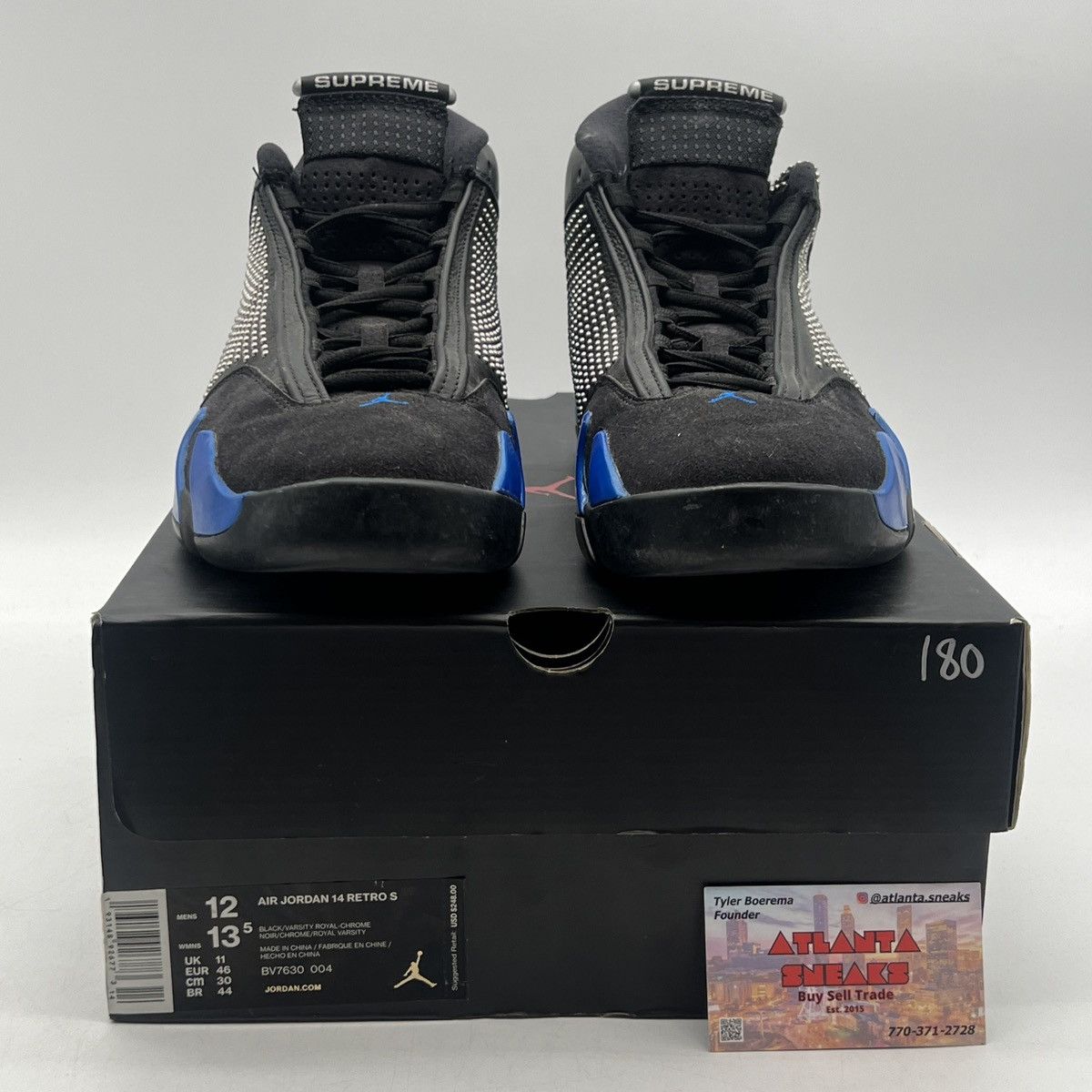 Jordan Brand Supreme x air Jordan 14 black varsity Royal Size US 12 / EU 45 - 2 Thumbnail