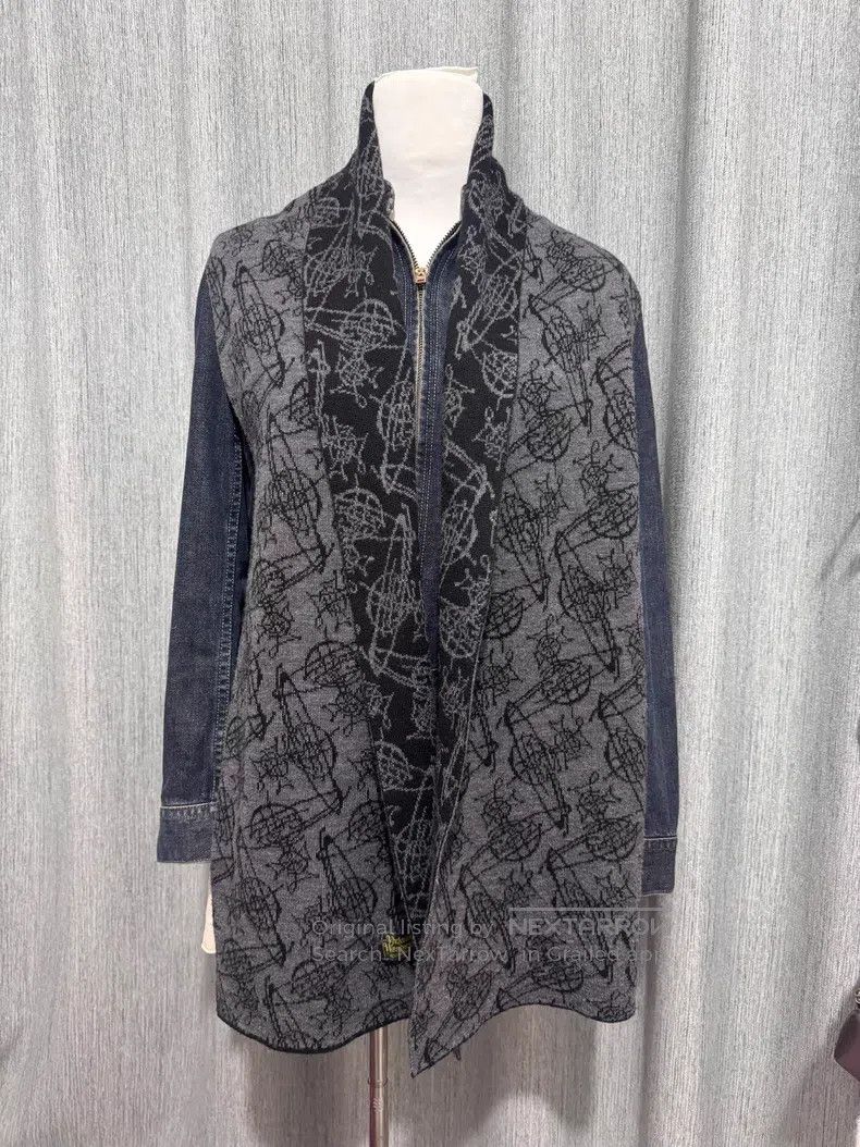 Vivienne Westwood Vivienne Westwood Black and Gray Two-Sided Saturn Scarf Size ONE SIZE - 3 Thumbnail