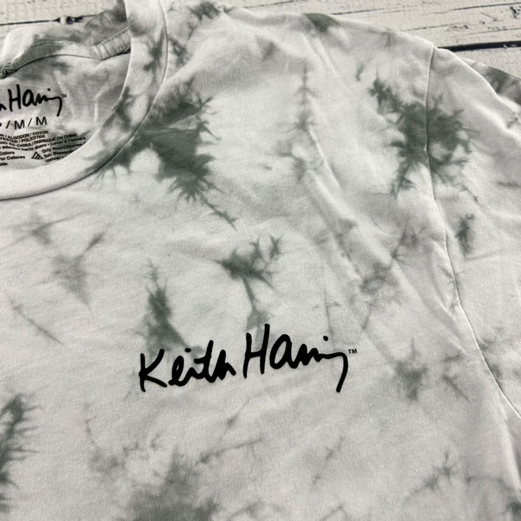 Vintage Keith Haring Short Sleeve T-Shirt Mens M Gray White Tie Dye Shirt Size US M / EU 48-50 / 2 - 3 Thumbnail