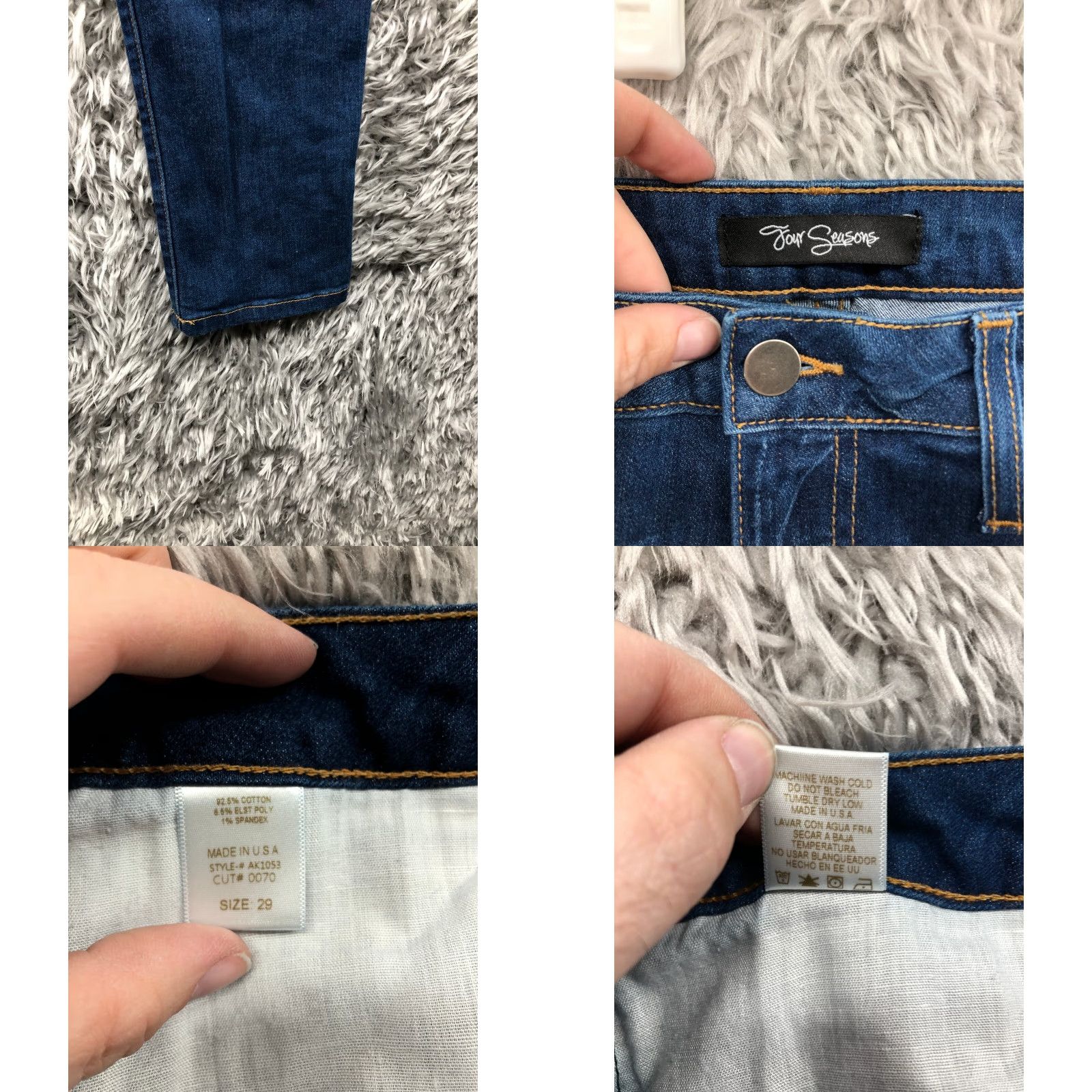 Denime Four Seasons Jeans Womens Size 29 Dark Wash Blue Denim Skinny Size 29" - 8 Thumbnail