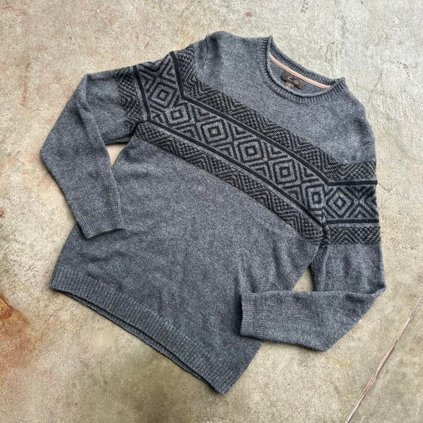 Tasso Elba Grey wool blend Tasso Elba sweater with geometric pattern Size M / US 6-8 / IT 42-44 - 2 Thumbnail