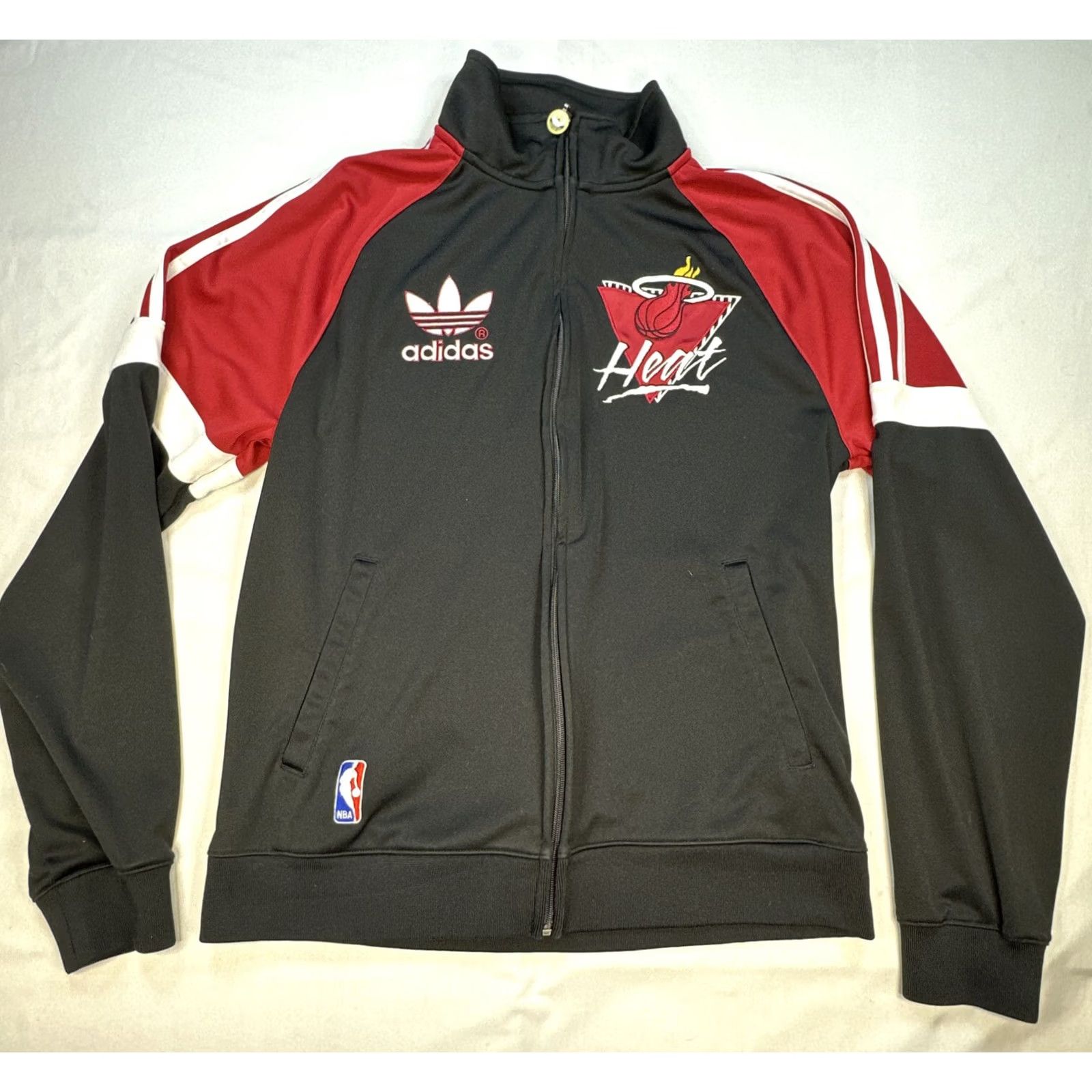 Adidas Adidas NBA Miami Heat Full Zip Track Jacket Men's Black Red 6967 Size M / US 6-8 / IT 42-44 - 2 Thumbnail
