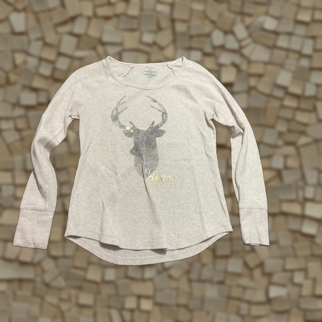 Vintage Sonoma Shirt Womens Small Cream Gray Deer Long Sleeve Shirt Ladies Regular Long Sleeve T-Shirt Casual Fall Spring Summer Basic Modern Vintage: No? Size S / US 4 / IT 40 - 1 Thumbnail