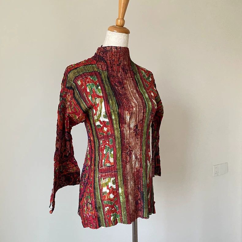 Issey Miyake Issey Miyake Ethnic oil painting pleated long-sleeved Size M / US 6-8 / IT 42-44 - 2 Thumbnail