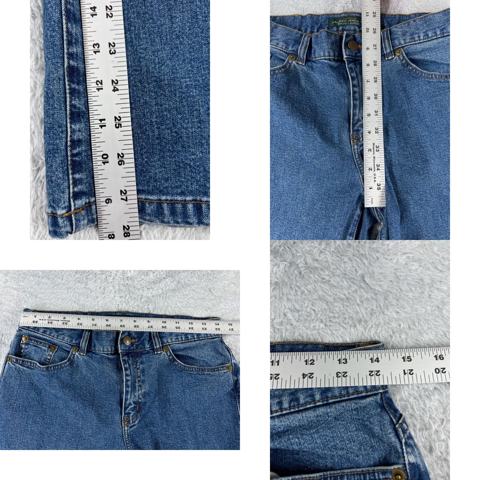 Ralph Lauren Ralph Lauren Jeans Women 4 Denim Blue Straight Leg Mid Rise 28x28 Cotton Blend 5-Pocket Distressed Pocketed Size 27" / US 4 / IT 40 - 8 Thumbnail