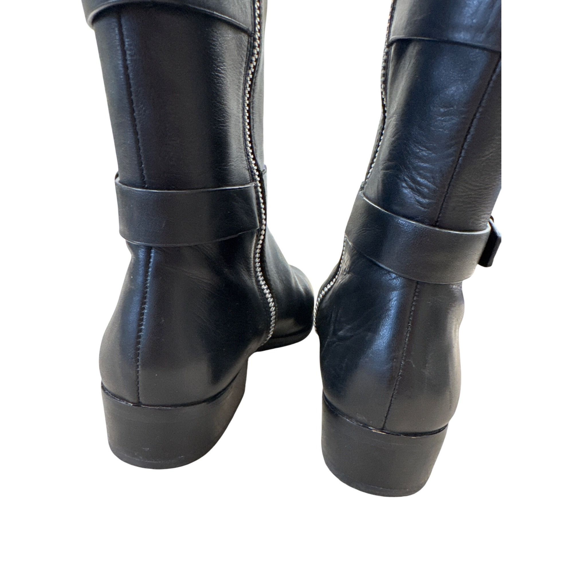 Michael Kors Michael Kors Womens Black Leather Knee High Boots With Buckl Size US 7 / IT 37 - 10 Thumbnail