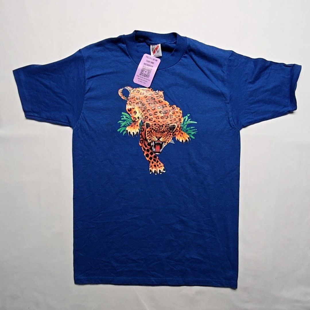 Jerzees Vintage Jerzees Leopard Graphic L Blue Jungle Animal Tee 90s Size US L / EU 52-54 / 3 - 1 Thumbnail