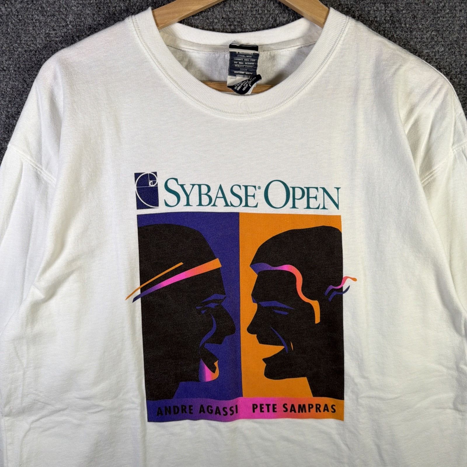 Nike Vintage Sybase Open Shirt Mens Large White 90s Rare Agassi Size US L / EU 52-54 / 3 - 1 Thumbnail