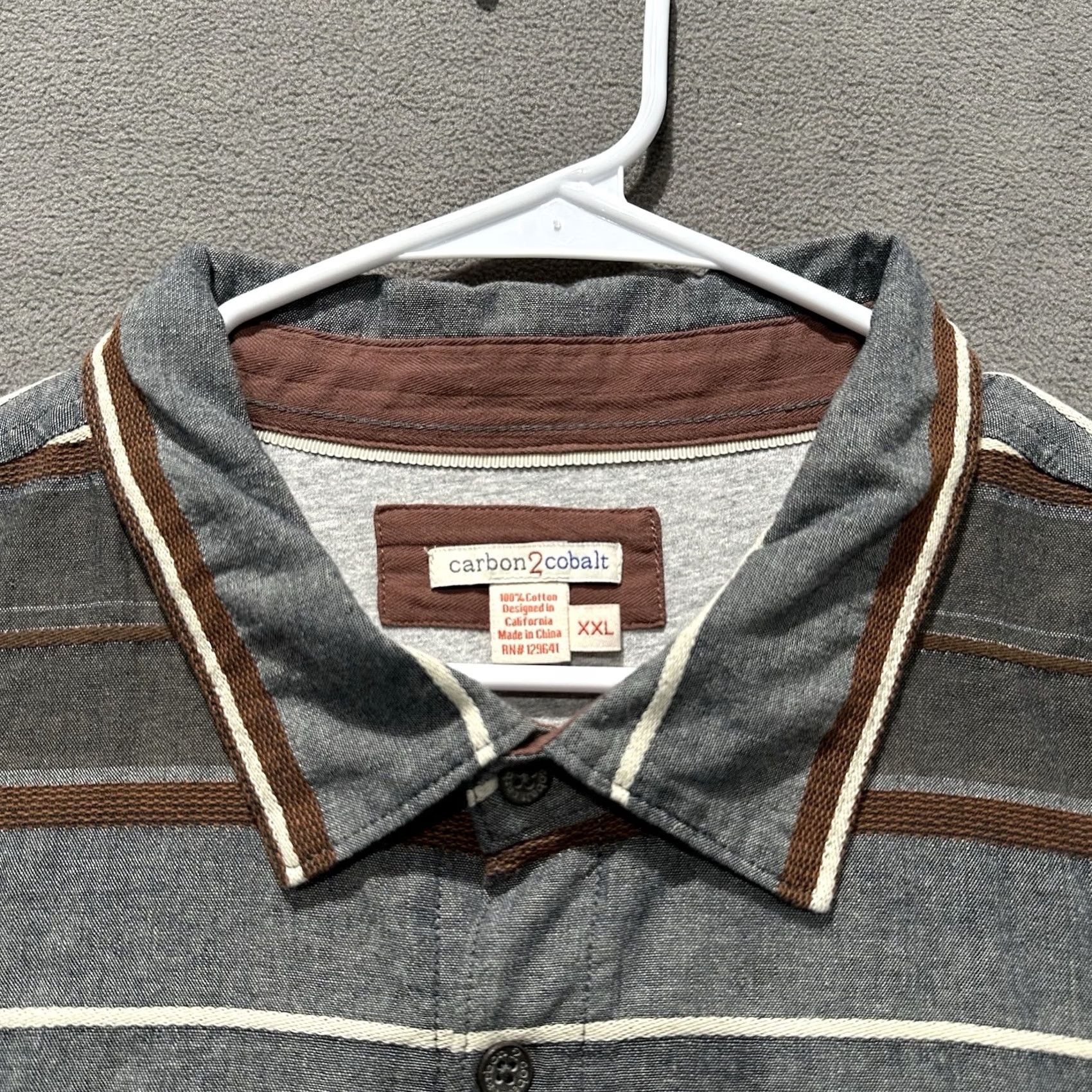 Carbon2Cobalt Carbon2cobalt Shirt Mens 2XL Gray Striped Jersey Button Up Metal Thick Lined Casual Outdoor Classic Size US XXL / EU 58 / 5 - 4 Thumbnail