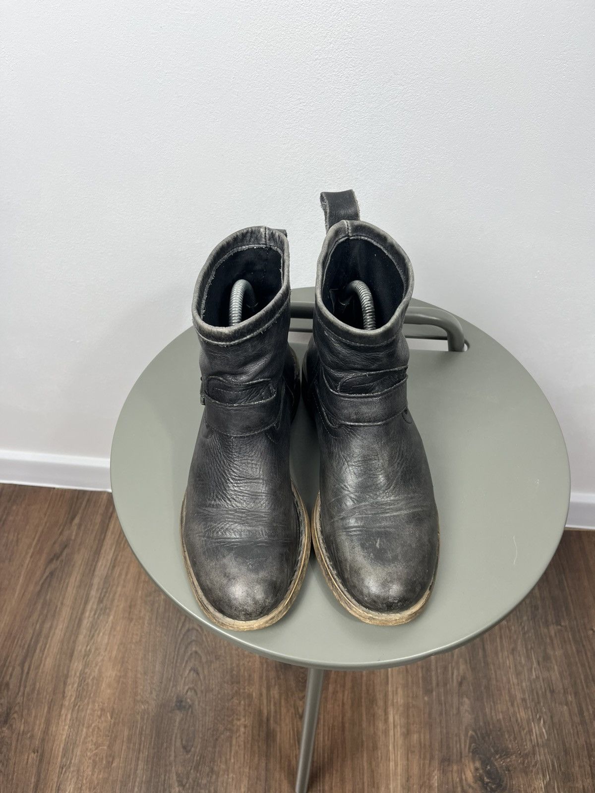 Other Black Distressed Leather Buckle Ankle Boots Size 39 Size US 8.5 / IT 38.5 - 3 Thumbnail