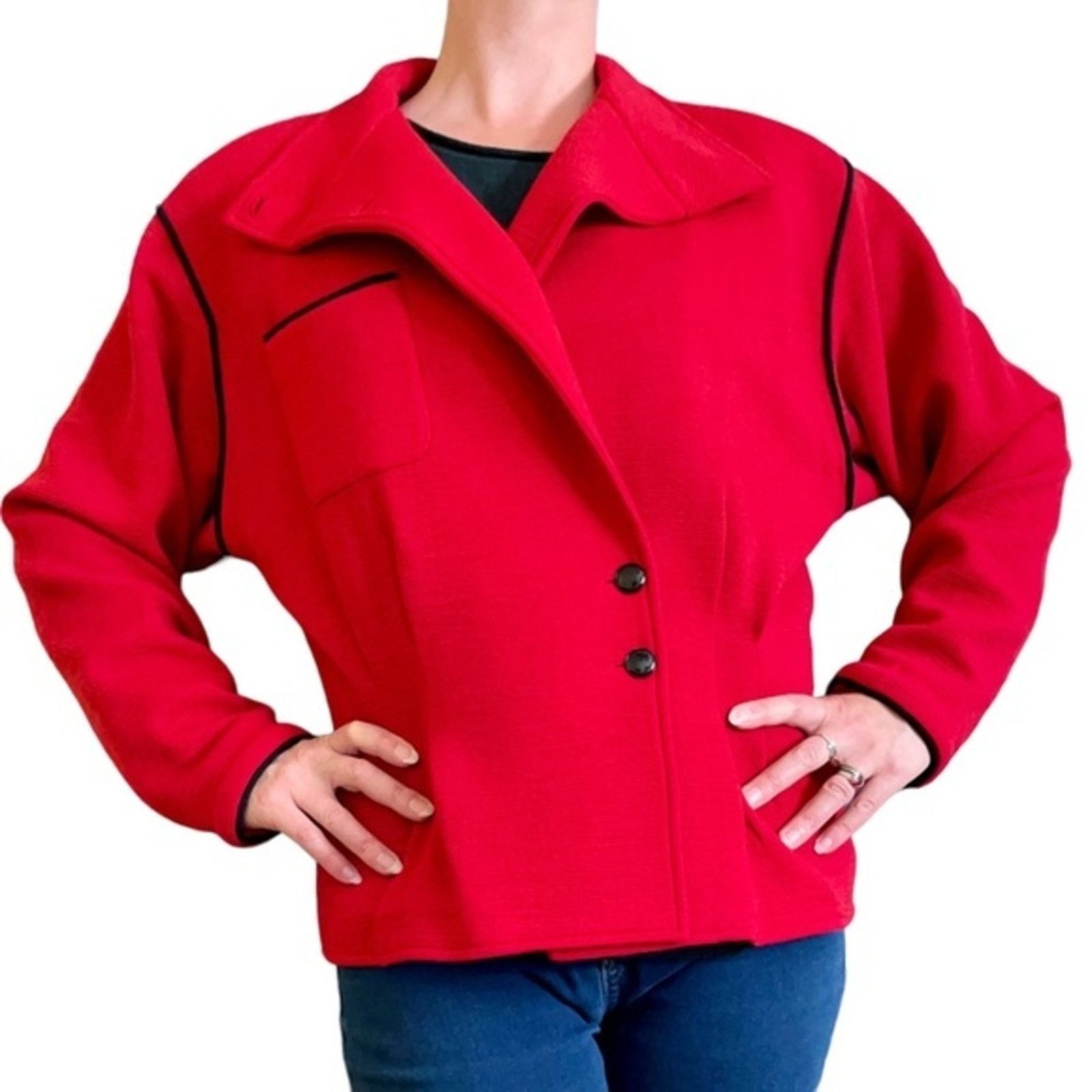 Emanuel Ungaro × Vintage Ungaro Ter x Emanuel Ungaro Vintage Red Wool Jacket Coat Size M / US 6-8 / IT 42-44 - 2 Thumbnail