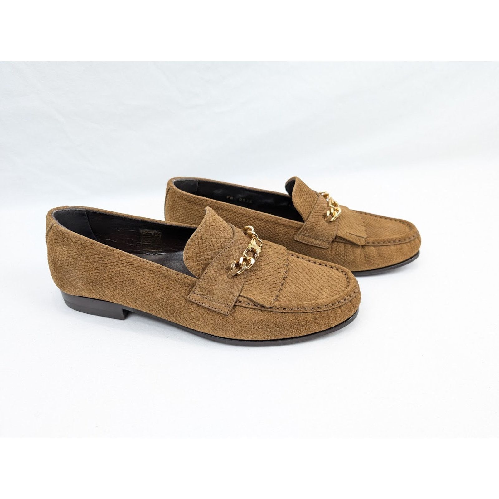 Celine o1rshd1 Lizard Stamped Suede Calfskin Loafers in Tan Size US 9 / EU 42 - 1 Thumbnail