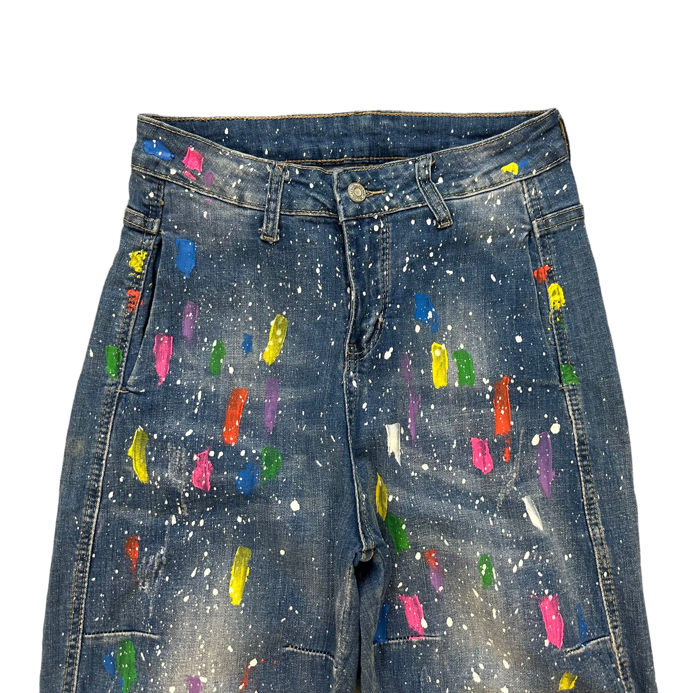 Japanese Brand LIANG DIAN PAINT SPLATTER BALLOON JEANS #8638-018 Size 28" / US 6 / IT 42 - 2 Thumbnail