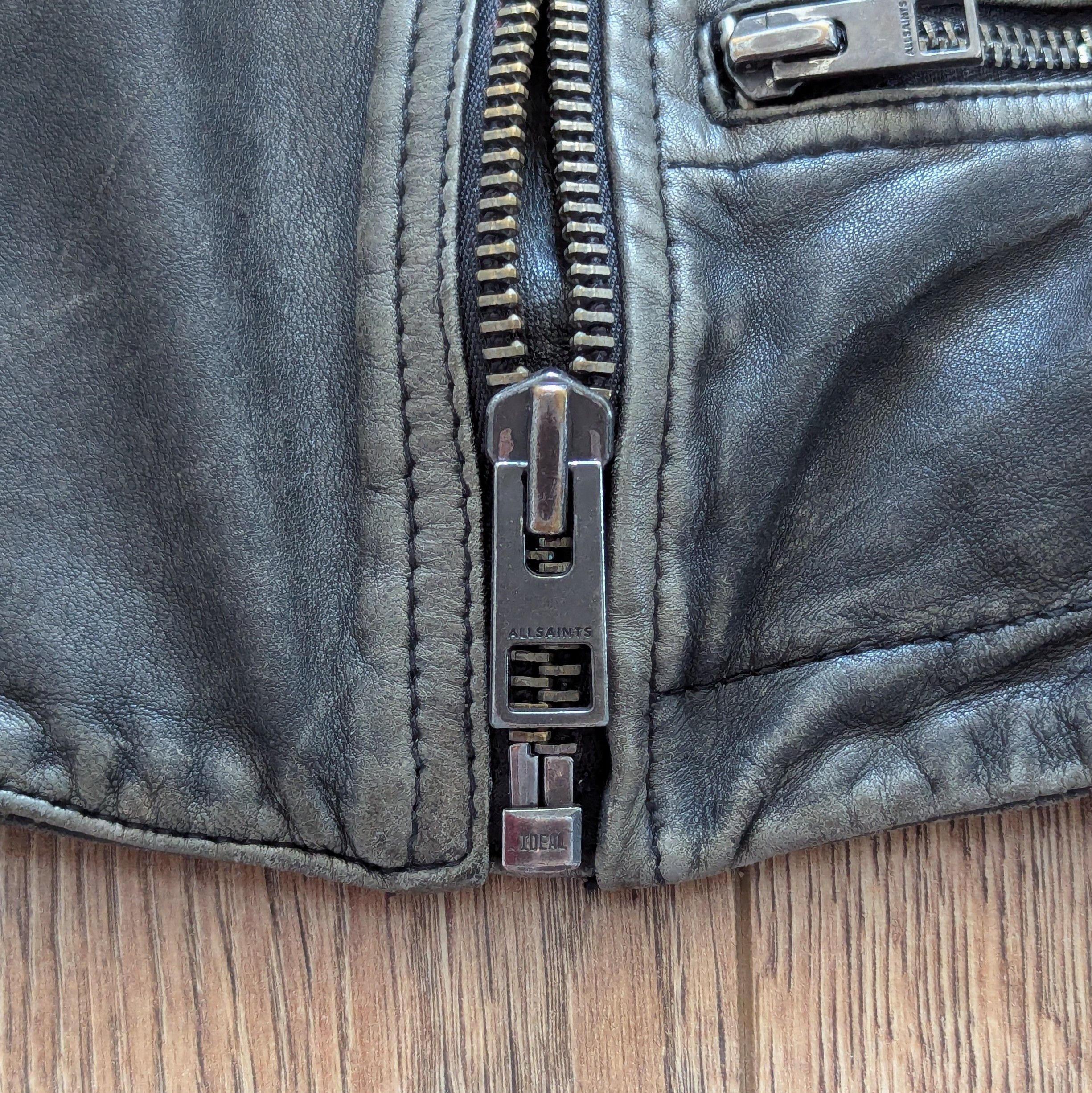 Allsaints × Leather ALLSAINTS Cargo Biker Leather Jacket With Scuffs Motorcycle Size M / US 6-8 / IT 42-44 - 13 Thumbnail
