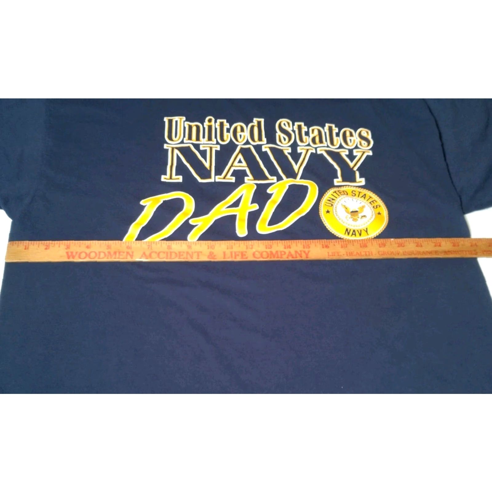 Soffe VINTAGE United States Navy Dad Shirt 2XL Blue Gold USA Military Pride American Patriot Shirt Mens Blue 2XL Navy Dad Military Patriotic Tee Size US XXL / EU 58 / 5 - 4 Thumbnail