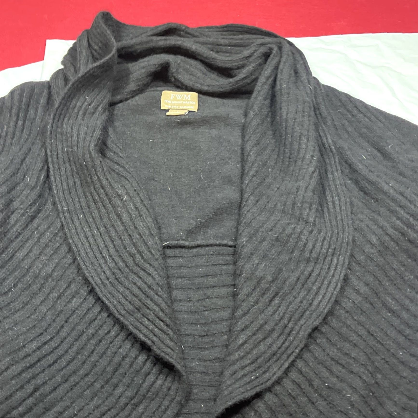 Vintage Fenn Wright Manson Cardigan Sweater Open Front Cowl Neck Black L Womens Cashmere Size L / US 10 / IT 46 - 5 Thumbnail